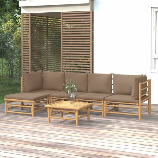 Loungegrupp 6 delar taupe dynor bambu