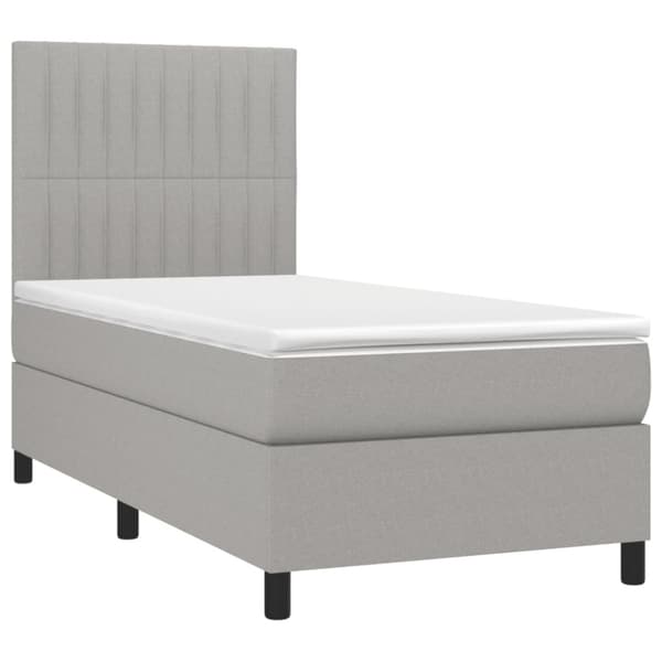 Ramsäng med madrass ljusgrå 100x200 cm tyg