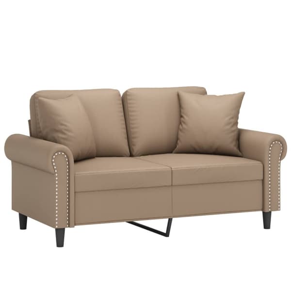 2-sits soffa med prydnadskuddar cappuccino 120 cm konstläder
