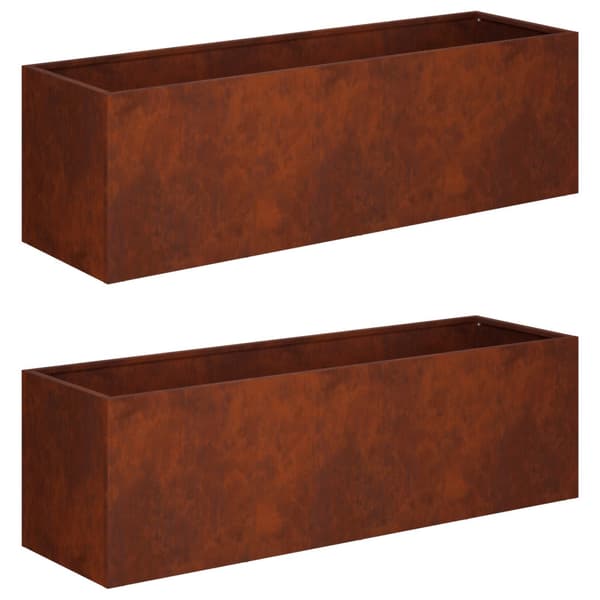Trädgårdsplanterare 2 st Rostig 100 x 30 x 30 cm