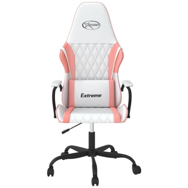 Gamingstol vit och rosa konstläder