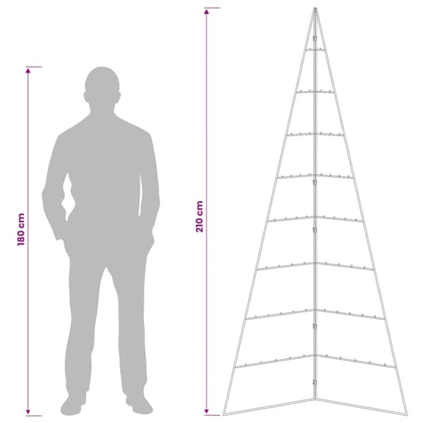 Metall julgran KUOPIO 210 cm Stål Guld
