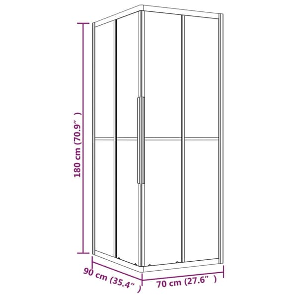 Duschkabin ränder ESG 90x70x180 cm svart
