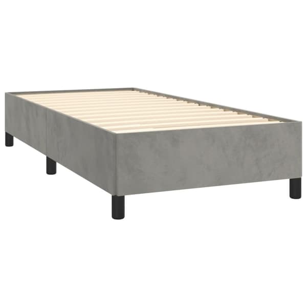 Ramsäng med madrass ljusgrå 90x200 cm sammet