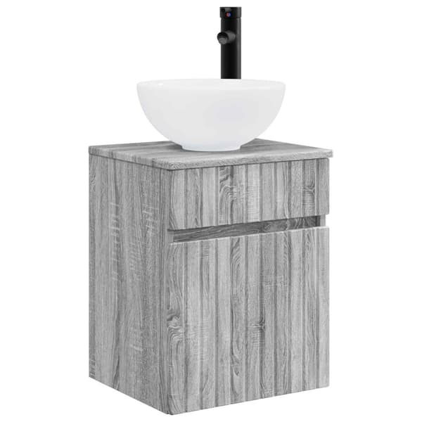 Badrumsskåpsset 5 st Grå Sonoma Konstruerat trä