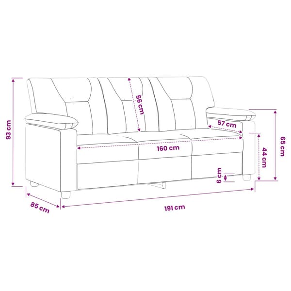 Soffa Svart 191 x 85 x 93 cm Konstläder