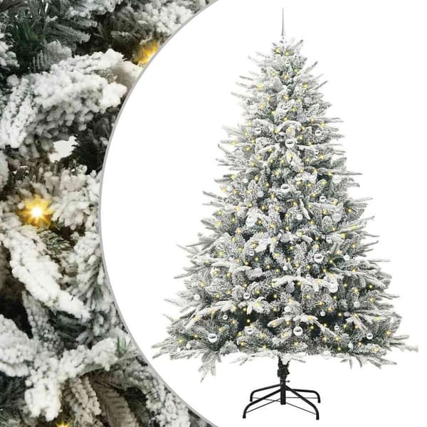 Konstgjord Förbelyst Julgran med Bollsats Grön 240 cm