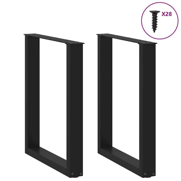 Matbordsben U-formade 2 st svarta 70x(72-73) cm stål