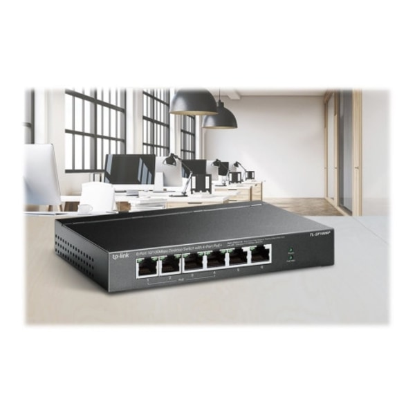 TP-Link TL-SF1006P - V1 - switch - 6 portar - ohanterad Svart
