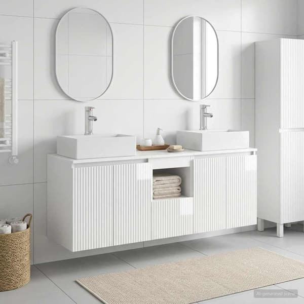 Badrumsskåpsset 3 st Vit högglans 49,5 x 41 x 62,5 cm