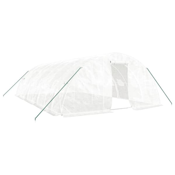 Växthus med stålram vit 40 m² 8x5x2,3 m