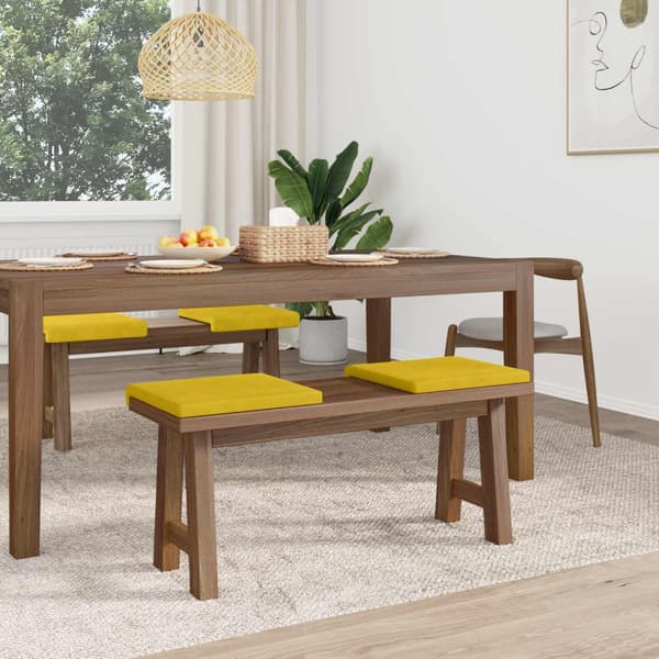 Bänk kudde 4 st Sammet Gul Djup 35 cm
