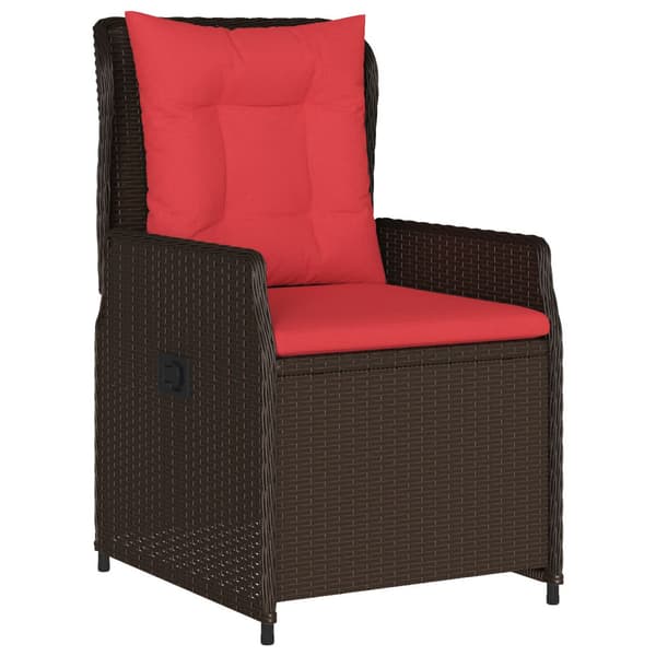 Trädgårdsmöbelset med kudde 7 pcs Brun Poly rattan