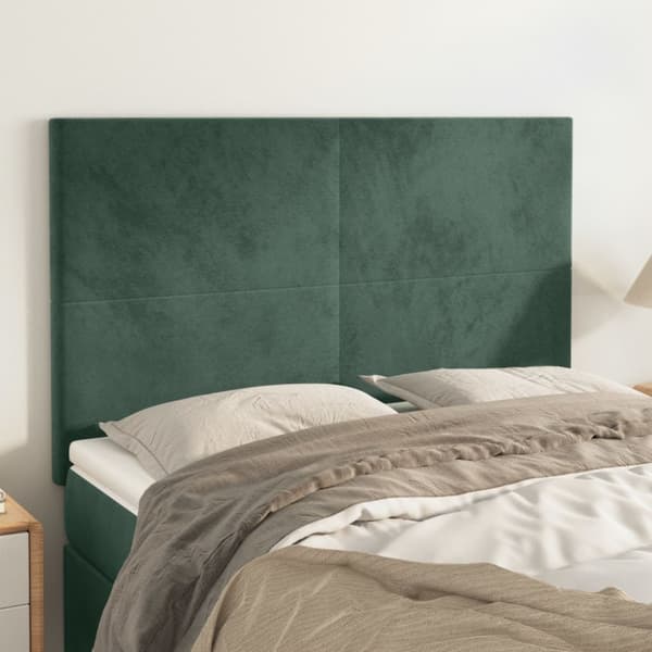 Sänggavel mörkgrön 144x5x118/128 cm sammet
