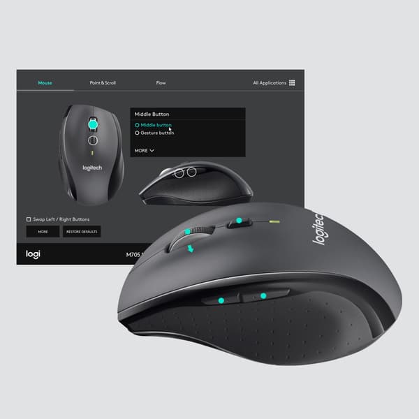 Logitech Customizable Mouse M705 datormöss högerhand RF Trådlös Optisk 1000 DPI