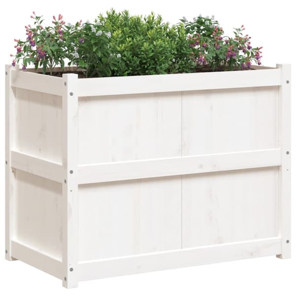 Odlingslåda 90x50x70 cm vit massiv furu