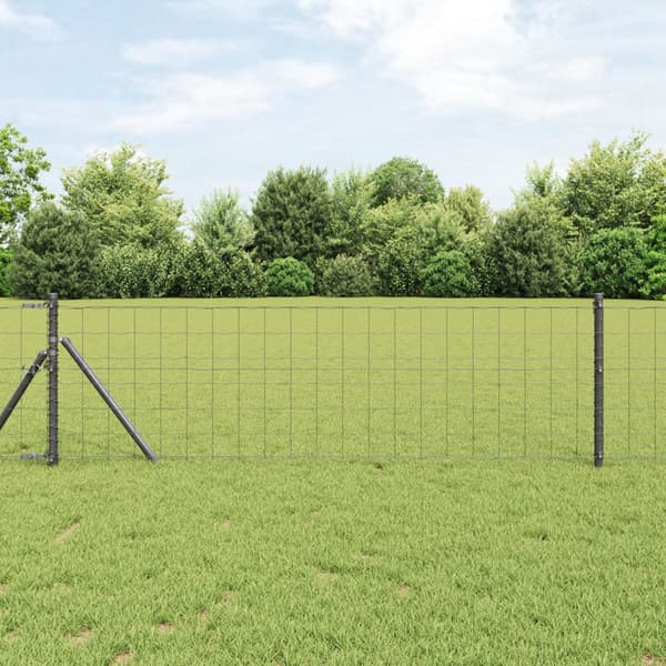 Stängsel med stolpe Grå 0,8 x 25 m Stål