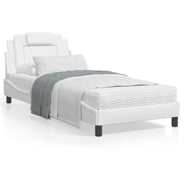 Bed Frame "Viana" with LED without Mattress White 90x190 cm
