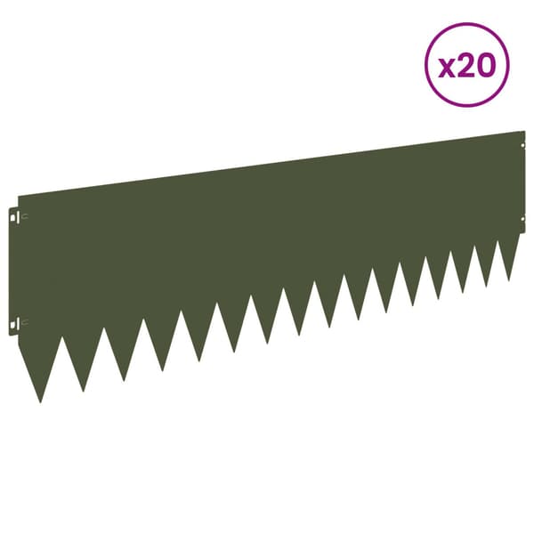 Kant för gräsmatta 20 pcs 103 x 30 cm Stål Olivgrön