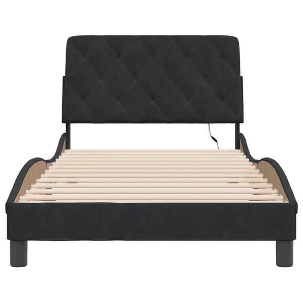 Bed Frame with LED without Mattress Black 100x200 cm Velvet