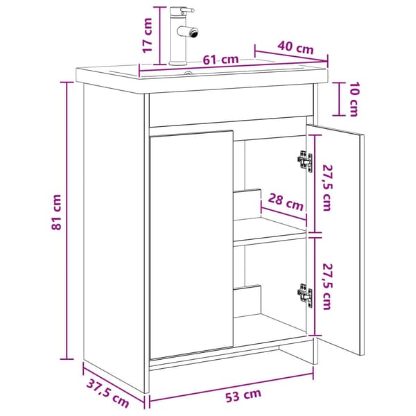 Badrumsmöbelset Vit 61 x 40 x 84,5 cm Konstruerat trä