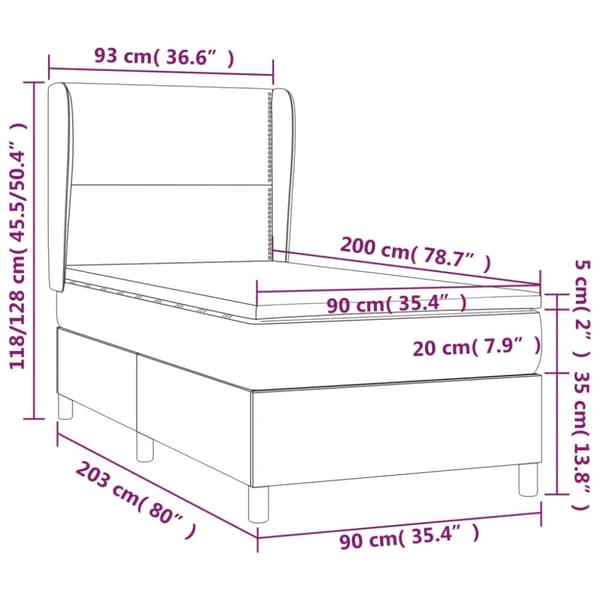 Ramsäng med madrass ljusgrå 90x200 cm tyg