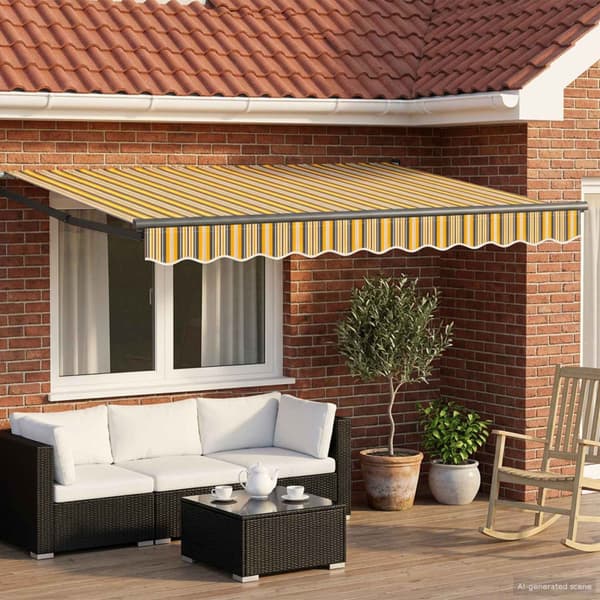 Manuell utdragbar markis med LED-lampor 3 x 2 m