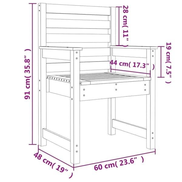 Trädgårdsstolar 2 st 60x48x91 cm massiv furu