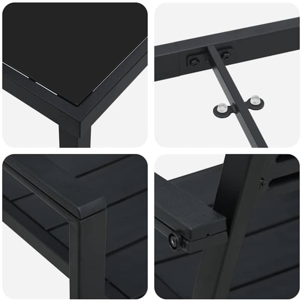 Trädgårdsmöbelset 7 pcs Svart Pulverlackerat stål