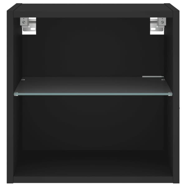 Väggmonterade sängbord med LED-lampor 2 st svart