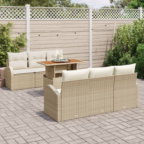 Trädgårdsoffset 7 st beige och gräddvit