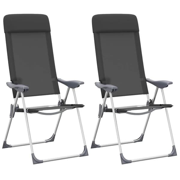 Hopfällbara campingstolar 2 st aluminium svart