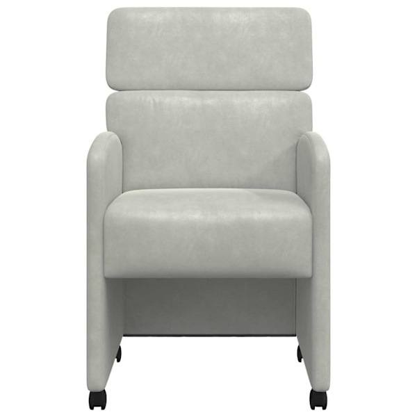 Matstolar med hjul 2 pcs Ljusgrå 58 x 65 x 98 cm Sammet