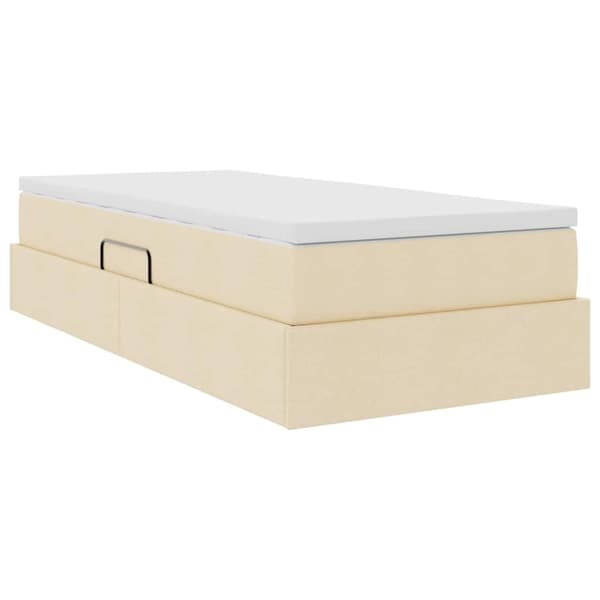 Förvaringssäng med madrass Kräm 90 x 190 cm Polyester