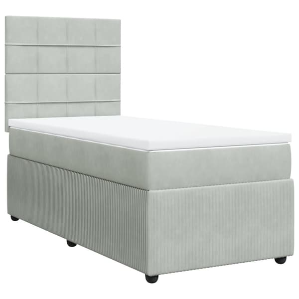 Ramsäng med madrass ljusgrå 100x200 cm sammet