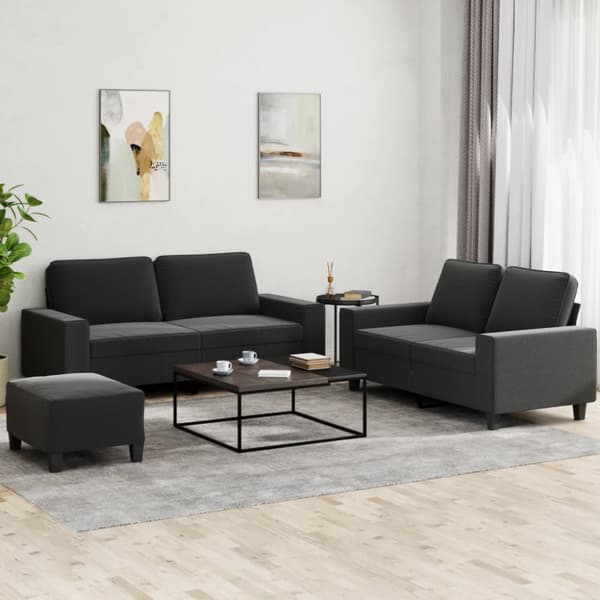 Soffgrupp 3 delar svart tyg