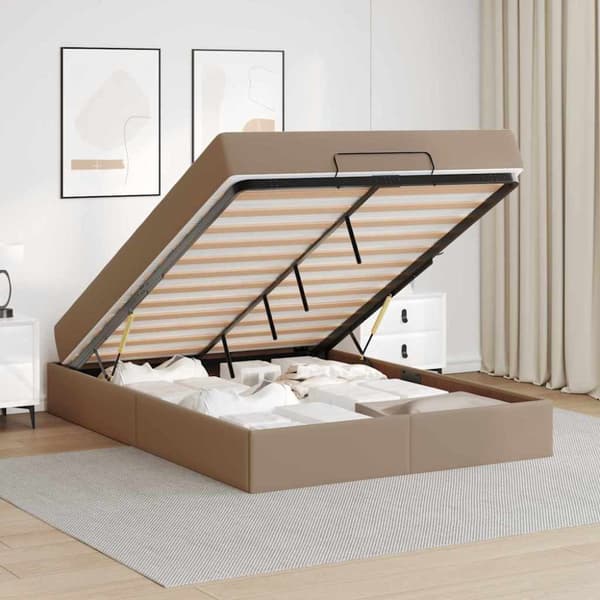 Sängram med madrass Övrigt 2 st Tan PVC