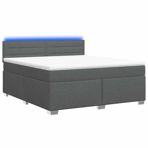 Boxspring säng med madrass och LED Mörkgrå 160 x 200 cm Tyg
