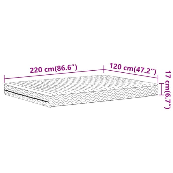 Skummadrass vit 120x220 cm hårdhet H2 H3
