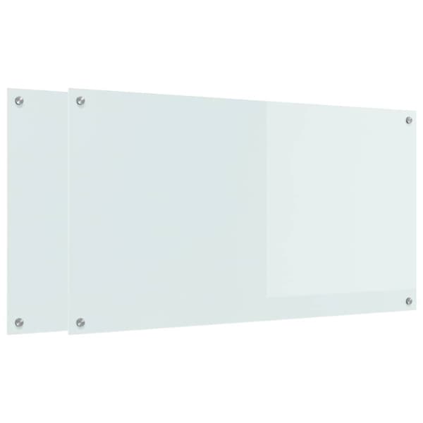 Köksskydd 2 pcs Vit 110 x 60 cm härdat glas