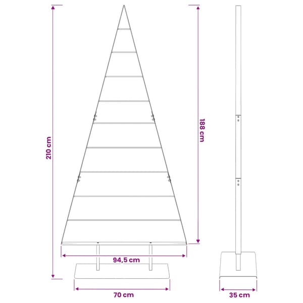 Metall julgran KUOPIO 210 cm Stål Vit