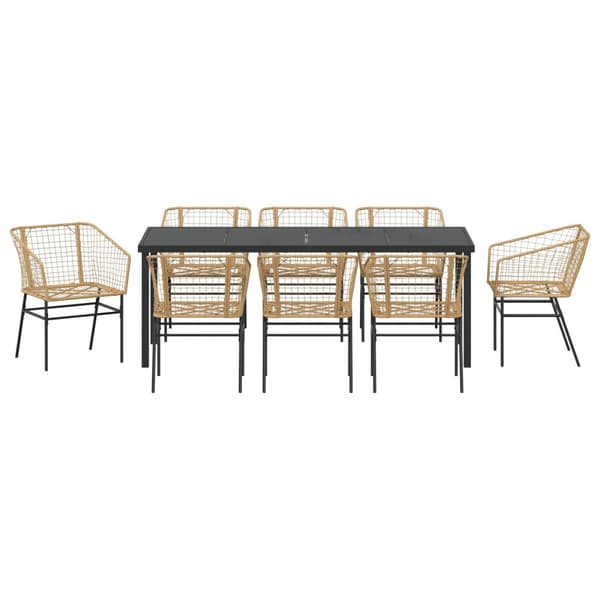Trädgårdsmöbelset 9 pcs Brun konstrotting