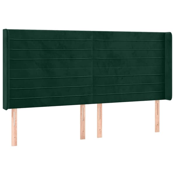 Sänggavel LED mörkgrön 183x16x118/128 cm sammet