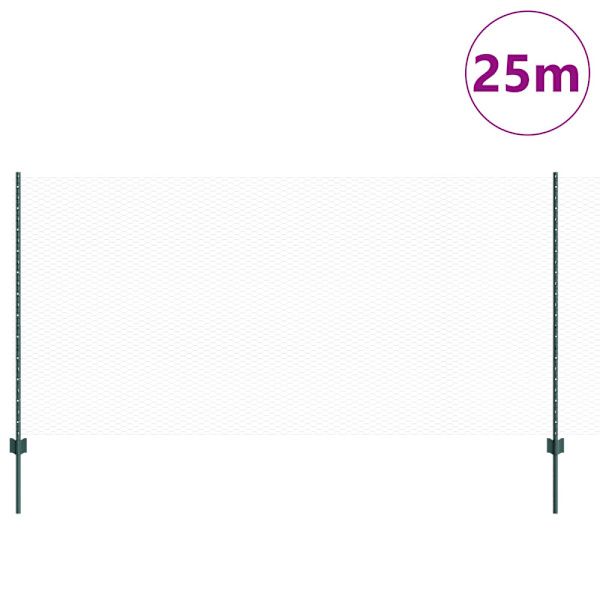 Stängsel med stolpe Grön 1,2 x 25 m Stål