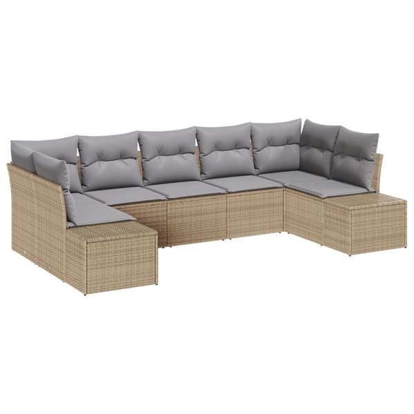 Trädgårdsoffset med lagring 7 pcs Beige och Ljusgrå Poly rattan