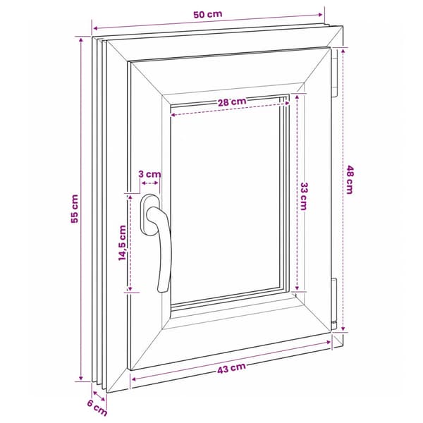 Källarfönster RISOR 50 x 55 cm PVC och glas