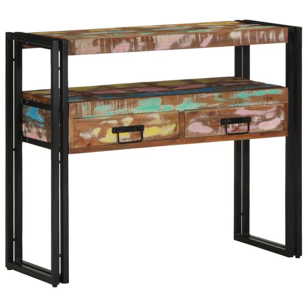Konsolbord Flerfärgsdesign 90 x 33 x 75 cm Solid återvunnen trä
