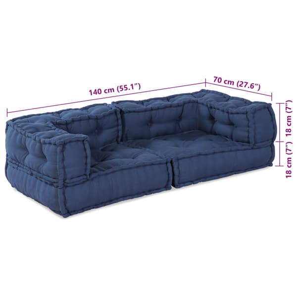 Modulsofa enhet 3 pcs Indigo 140 x 70 x 36 cm Tyg