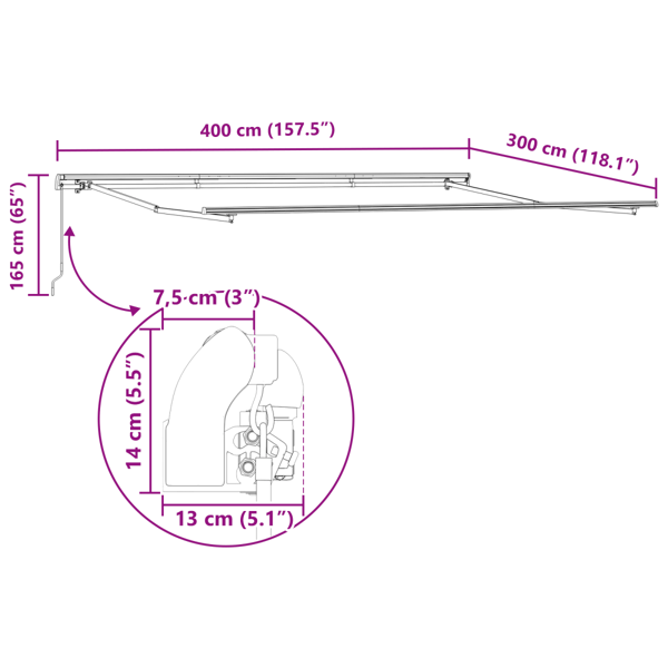 Utfällbar markis Flerfärgsdesign 400 × 350 cm