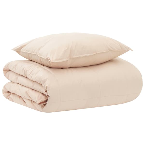 Täckeset med kudde Beige 140 x 200 cm Bomull, Kapok, Polyester